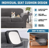 4 Pieces Thick Velvet Sofa Covers Couch Covers for 3 Chion Couch Sofa High Stretch Slipcovers V1258-DP02-F-620
