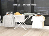Double Wing Floor Folding Drying Rack For Clothes Quilt Towel-White V1161-108152