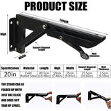2 Pcs Heavy Duty Folding Shelf Brackets Wall, Mounted Fold Down Supports, 150kg Load Capacity, 500mm V1237-MS-626-365
