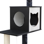 i.Pet Cat Tree Tower Scratching Post Scratcher 144cm Wood Bed Condo House Cabinet PET-CAT-WOOD144-BK