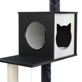 i.Pet Cat Tree Tower Scratching Post Scratcher 144cm Wood Bed Condo House Cabinet PET-CAT-WOOD144-BK