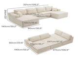 Levede Modular Sofa Lounge Set Corduroy U Shaped Sectional Cloud Couch Beige SOFABED1013-BG-AU