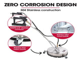 Jet-USA 18" Stainless Steel Pressure Washer Surface Cleaner with Yoke Handlebar, 3/8" Fitting, For V219-PRWCLNJT18SA
