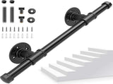 Black Industrial Pipe Handrail Wall Mounted for Indoor Stairs Modern Design, 50 cm V1237-ZY-917-232