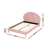 Artiss Bed Frame Double Size Scallop-Shape Bedhead Beds Base Pink Velvet Fabric BFRAME-G-ROSY-D-PK-ABC