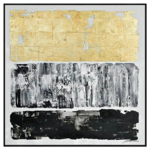 120X120cm Tonal Trilogy Black Framed Hand Painted Canvas Wall Art V411-SOK-HMTWF-12693G