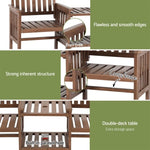 Gardeon Outdoor Garden Bench Loveseat Wooden Table Chairs Patio Furniture Brown ODF-LOVESEAT-BR