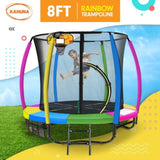 Kahuna Trampoline 8 ft with Basketball Set - Rainbow TRA-KAH-08-RB-BB