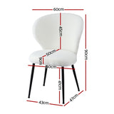 Artiss 2x Dining Chairs Sherpa Boucle Wing Back White UPHO-C-DIN-2514-WHX2