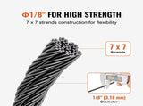 T316 Stainless Steel Cable 3.18mm 7x7 Steel Wire Rope 152.4m Cable Railing V952-FHGSSFH31618GCIQIV0