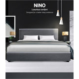 Artiss Bed Frame Queen Size Gas Lift Grey NINO BFRAME-E-NINO-Q-GY-AB