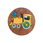 Hand Carved Children's Chair Stool Wooden Train Locomotive Theme V277-HCCCSWTLT