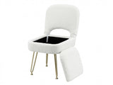 Artiss Storage Ottoman Vanity Stool Foot Stool Folding Back White FS-D-BACK02-WH
