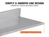 21.8 x 40.6 cm Stainless Steel Shelf, Wall Mounted Floating Shelving with Backsplash, 20 kg Load V952-BGSCTTLL86162MWQSV0