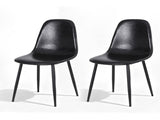 Artiss 2x Dining Chairs Retro PU Leather Kitchen Lounge Cafe Accent Chair Black DINC-B-B04-BKX2