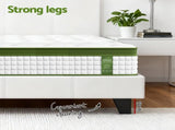 Artiss Double Bed Frame Platform White PVC Leather Hybrid Mattress Modern BFRAME-SET-NEO-XFMA-D
