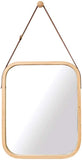 CARLA HOME Hanging Wall Mirror with Bamboo Frame with Adjustable Leather Strap for Bathroom, LSB-36293