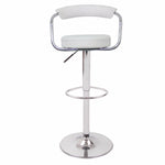 2X White Bar Stools Faux Leather High Back Adjustable Crome Base Gas Lift Swivel Chairs V43-BS-GINA-WH