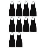 10 Pack Bib Apron - Unisex Black Apron Bulk with 2 Roomy Pockets Machine Washable for Kitchen V1370-AZ4-07824
