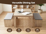 Artiss 3 Piece Dining Sets, 120cm Wooden Dining Table and 2 Upholstered Chairs Set, Space-Saving DSET-TAB120-BEN90-WD