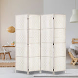 Artiss 4 Panel Room Divider Screen 163x170cm Woven White RD-C-8001-4P-WH