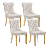 AADEN 4x Velvet Dining Chairs with Golden Metal Legs-Beige V226-SW1501BG-2