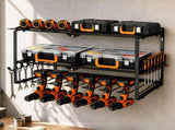 Levede Garage Storage Organiser 3 Tier Wall Mounted Power Tool Rack Metal Black WS1021-BK-AU