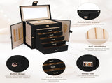 CARLA HOME 6-Layer Large Jewelry Box for Women with Drawers, Mirror, Lock, Necklace Hooks & Side LSB-36225