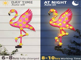1Pack Metal Flamingo Outdoor Wall Decor, Solar Ambient Landscape Lights with Flower LED Auto On/Off, V1107-124-20237-PNK-1PACK