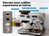 Devanti Coffee Machine Espresso Latte Maker with Grinder Milk Frother Steam Wand CM-301-SS