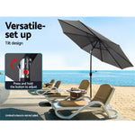 Instahut 3m Outdoor Umbrella Beach Pole Garden Patio Tilt Charcoal UMB-POLE-3-TIL-CO