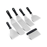 6 Piece Stainless Steel BBQ Griddle Spatula Set for Teppanyaki, Pancakes, Camping, Outdoor Grilling V1189-LC-HW-00567