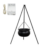 Halloweenations - Large Witches Cauldron on H-30" W-8" Tripod with Lights - Black Plastic Bowl V1370-AZ4-18626