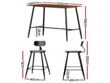 Artiss Bar Table and Stools Set Dining Desk Kitchen Chairs Cafe Pub BA-TAB-CHR-SET-WM