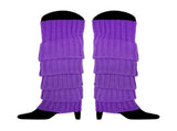 12x LEG WARMERS Knitted Womens Costume Neon Dance Party Knit 80s BULK - Purple V563-BR-12LEGWARMRS-PUR