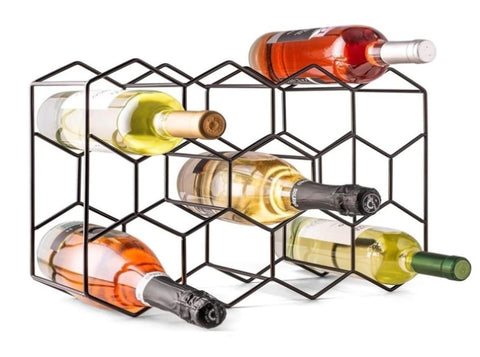 CARLA HOME 14 Bottle Freestanding Modern Metal Countertop Wine Rack Countertop LSB-36083