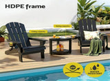 Gardeon Outdoor Table and Chairs HDPE Folding Adirondack Beach Chair Patio Furniture Black FF-BEACH-3HEFD-BK