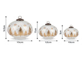 Christabelle 3 White Glass Christmas LED Light Up Spheres Gold Forest Table Decor Xmas Ornament 112_YAN400