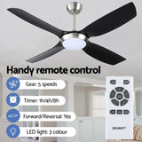 Devanti 52'' Ceiling Fan DC Motor w/Light w/Remote Black CF-B-52-2049-BKSI