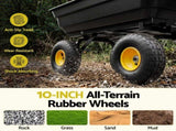 Gardeon Garden Cart Dump Utility Wagon 270kg 2in1 Handle Tractor Trolley 110L with 10in Tyres GCT-DUMP-PP-270KG-BK