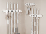 White Vacuum Suction Cup Mop & Broom Storage Rack Combination V888-ELOSUNG49235