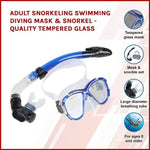 Adult Snorkeling Swimming Diving Mask & Snorkel - Quality Tempered Glass V63-801517