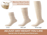 Merino Wool Slouch Socks for Women Soft Knee High Scrunch Warm Cozy Stacked Boot Socks 3 Pack V1258-DP02-F-511