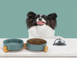 Cat Litter Box - Dog Bowl - Ceramic Food Bowl Set for Cat and Dog - With Wooden Base, Modern and V1188-MS101-00919-1