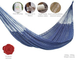 Outdoor undercover cotton Mayan Legacy hammock King size Blue V97-TKBLUE