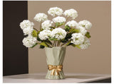 Green Elegant Ceramic Vase with Golden Bow Accent - Textured Relief Flower Holder for Living Room & V888-ELOSUNG27751