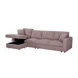 5-Piece Pink Modular Corduroy Sofa with Storage Chaise V43-SOF-IRS-PK
