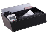 Multifunction Tissue Box Black Multiple Compartments Durable PU Leather Rectangular Tissue Box Cover V1294-YM0706-3117230244811