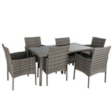Rural Style Outdoor Grey Wicker 6 Seater Dining Set V264-OTF-527S-DGR