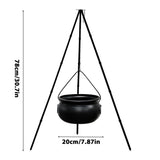 Halloweenations - Large Witches Cauldron on H-30" W-8" Tripod with Lights - Black Plastic Bowl V1370-AZ4-18626